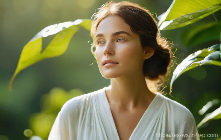 천연 성분으로 만든 수분 크림 추천 - **Awakening Skin with Nature's Force**
    A serene and radiant woman, approximately 30 years old, w...