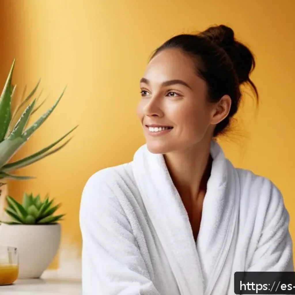 천연 스킨케어와 피부 미용의 진화 - A serene spa scene featuring a woman with glowing, healthy skin applying organic skincare cream in a...