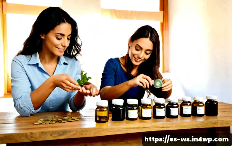천연 스킨케어의 비즈니스 모델 분석 - Photorealistic business analysis scene in a bright Spanish natural skincare workshop, a diverse smal...
